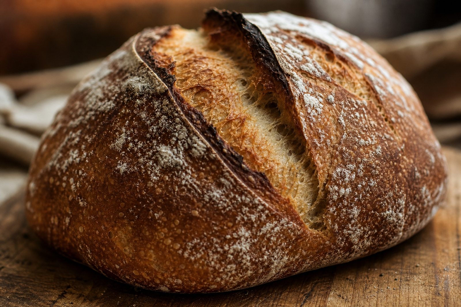 A naturally leavened sourdough loaf