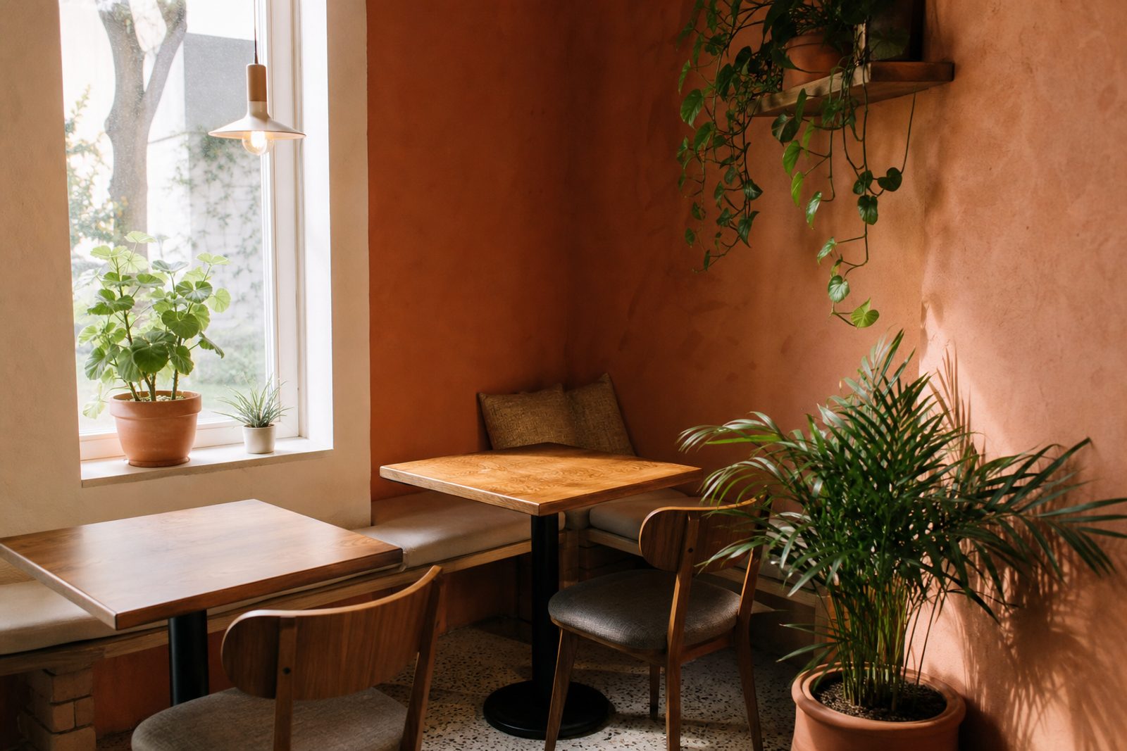 Window tables in the café