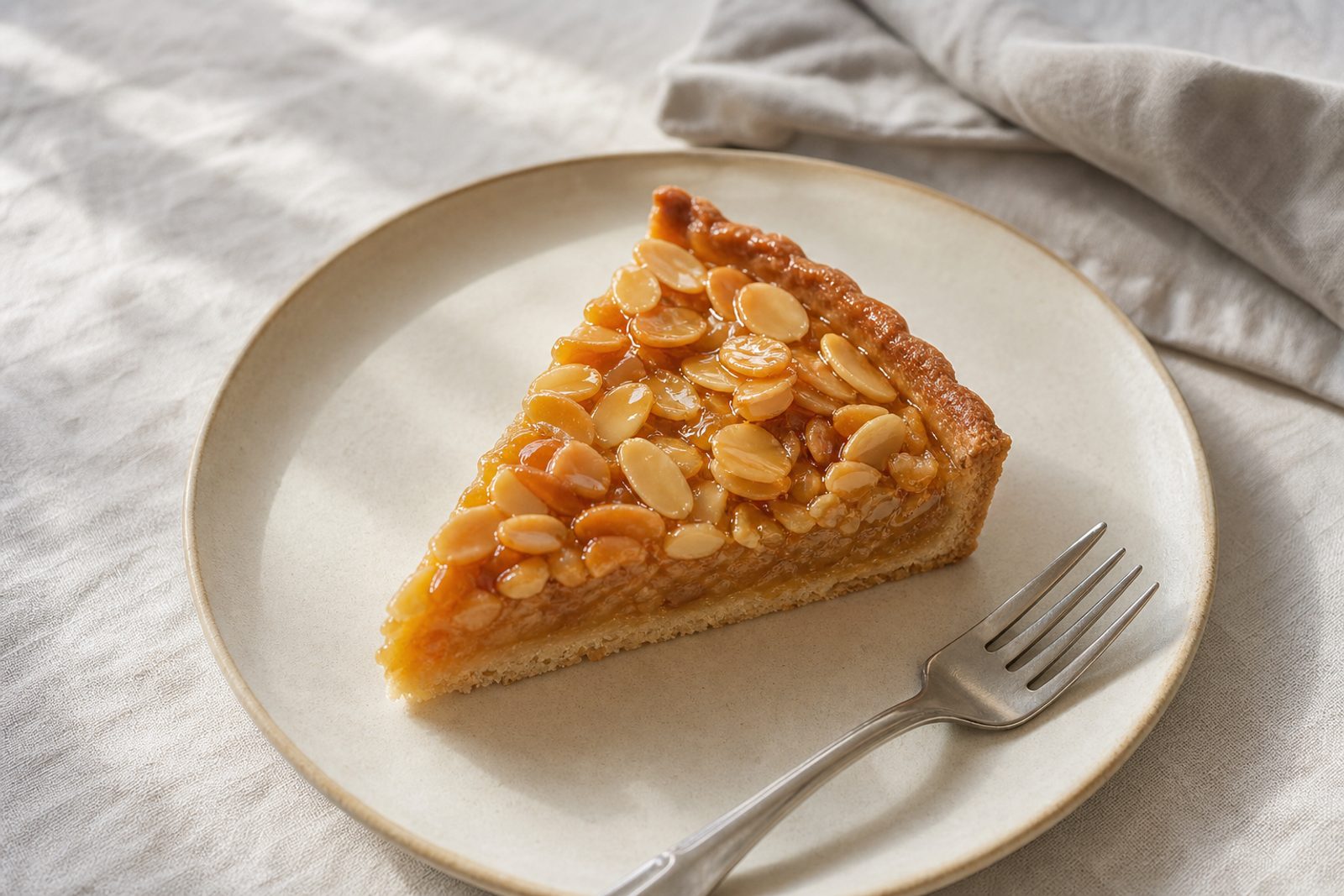 A slice of honey-almond tart